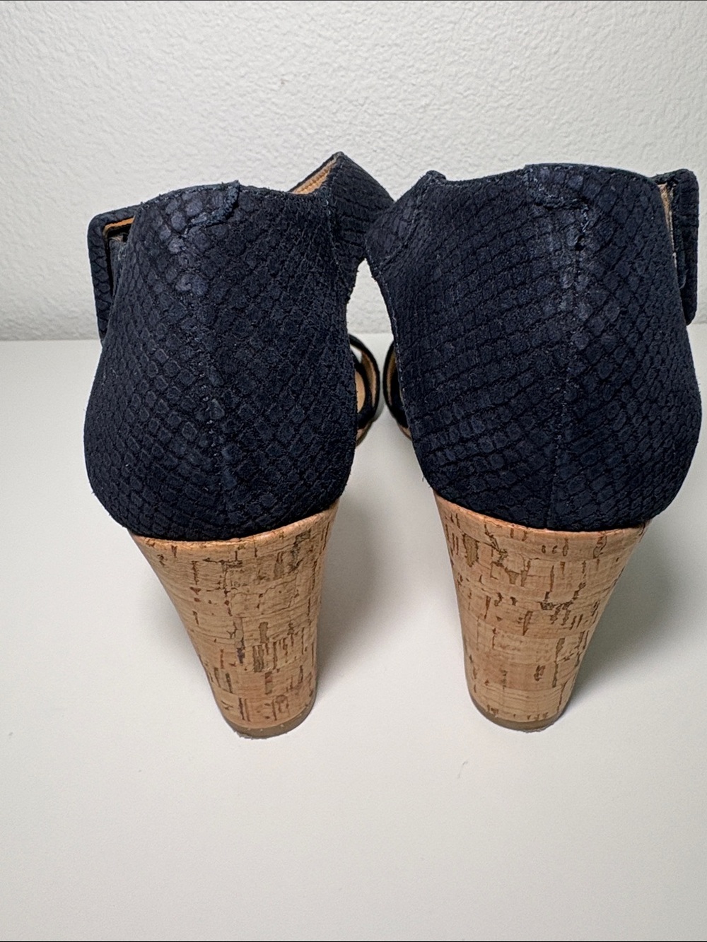 Talbots Navy Cork Wedges with Ankle Buckle - Picture 4 of 5